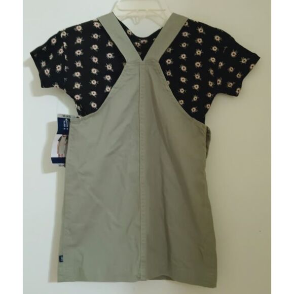 NWT Girls Sz  XS (4/5) Black Floral Top & Light Green Jumper Dress 2 Pc Set GAP - Picture 6 of 6